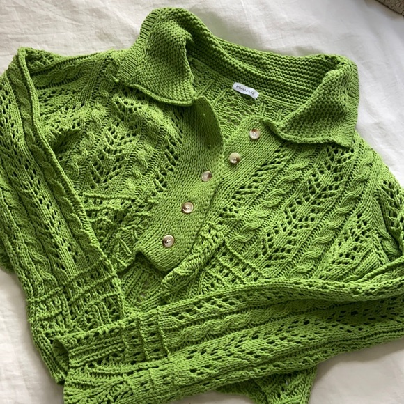 yesstyle green cardigan
